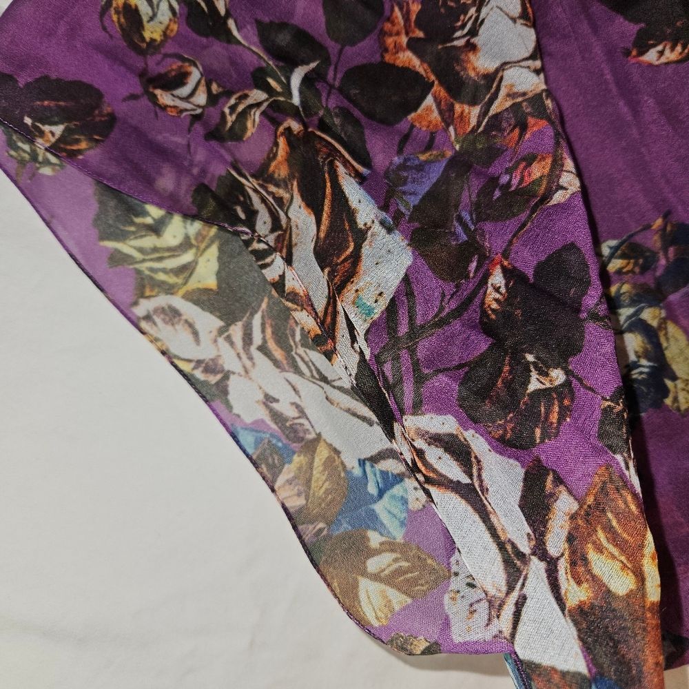 Sheer Purple Floral Scarf - Picture 5 of 7